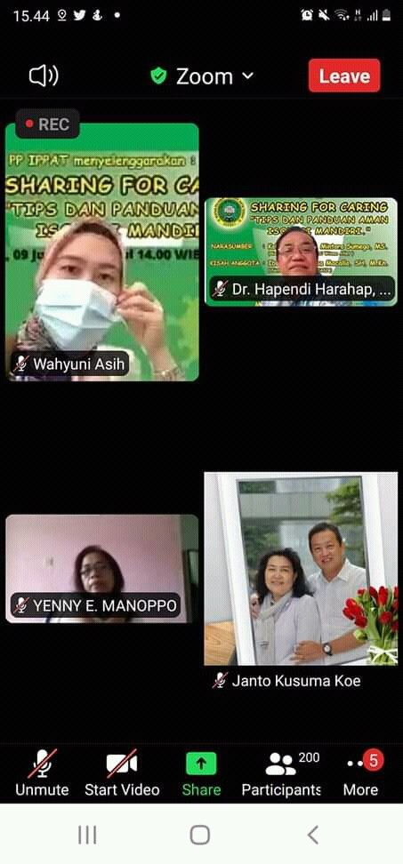 PP  IPPAT GELAR SHARING FOR CARING TIPS DAN PANDUAN AMAN ISOLASI MANDIRI  DAN  DOA  BERSAMA